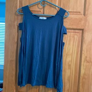 Navy blue long sleeve with shoulder cutouts